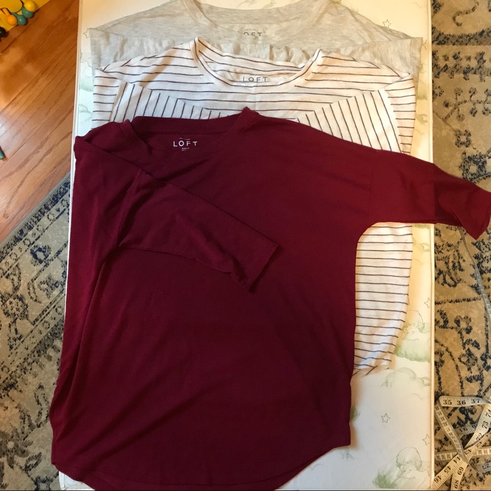 Loft modal/poly dolman sleeve tees. LOT OF THREE.